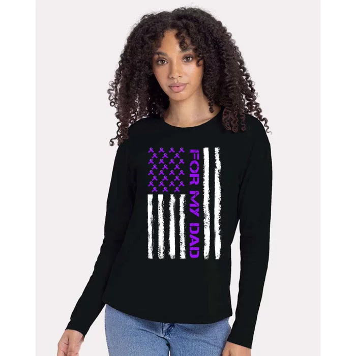 Alzheimer's Awareness For My Dad Support Flag Womens Cotton Relaxed Long Sleeve T-Shirt