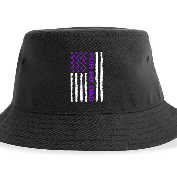 Alzheimer's Awareness For My Dad Support Flag Sustainable Bucket Hat