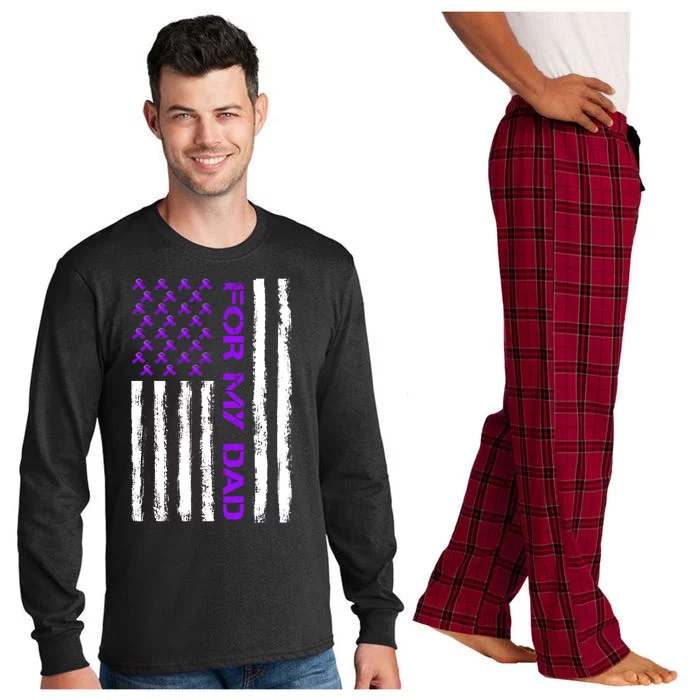 Alzheimer's Awareness For My Dad Support Flag Long Sleeve Pajama Set