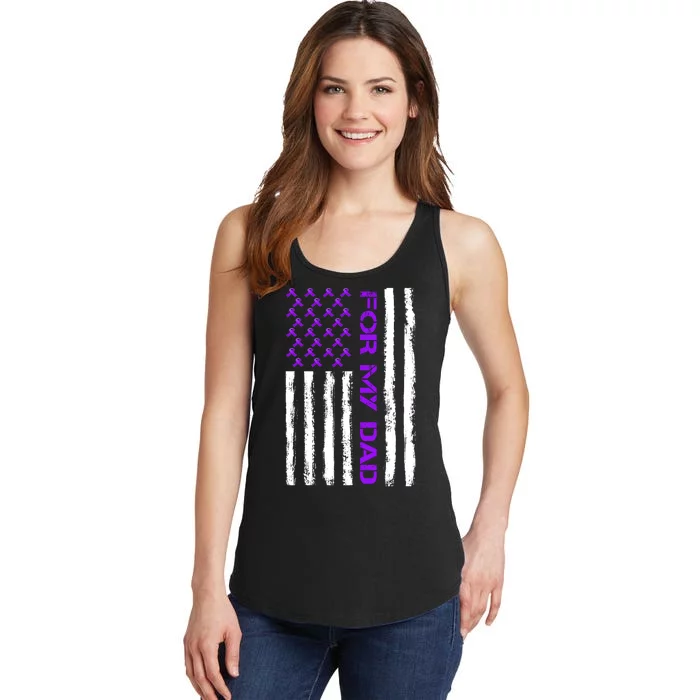 Alzheimer's Awareness For My Dad Support Flag Ladies Essential Tank