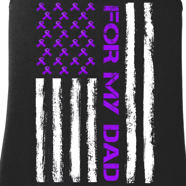 Alzheimer's Awareness For My Dad Support Flag Ladies Essential Tank