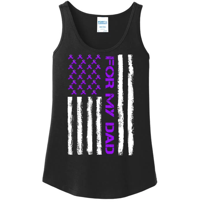 Alzheimer's Awareness For My Dad Support Flag Ladies Essential Tank