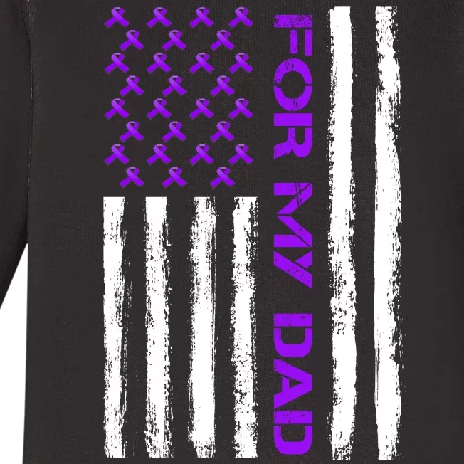 Alzheimer's Awareness For My Dad Support Flag Baby Long Sleeve Bodysuit