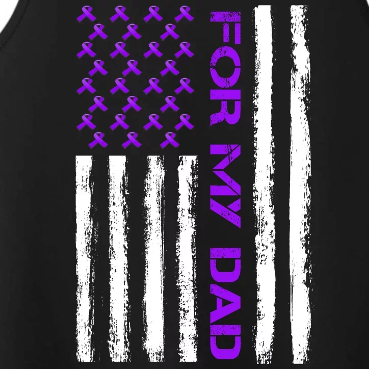 Alzheimer's Awareness For My Dad Support Flag Performance Tank