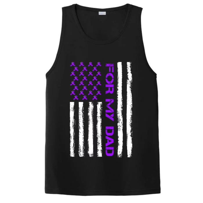 Alzheimer's Awareness For My Dad Support Flag Performance Tank