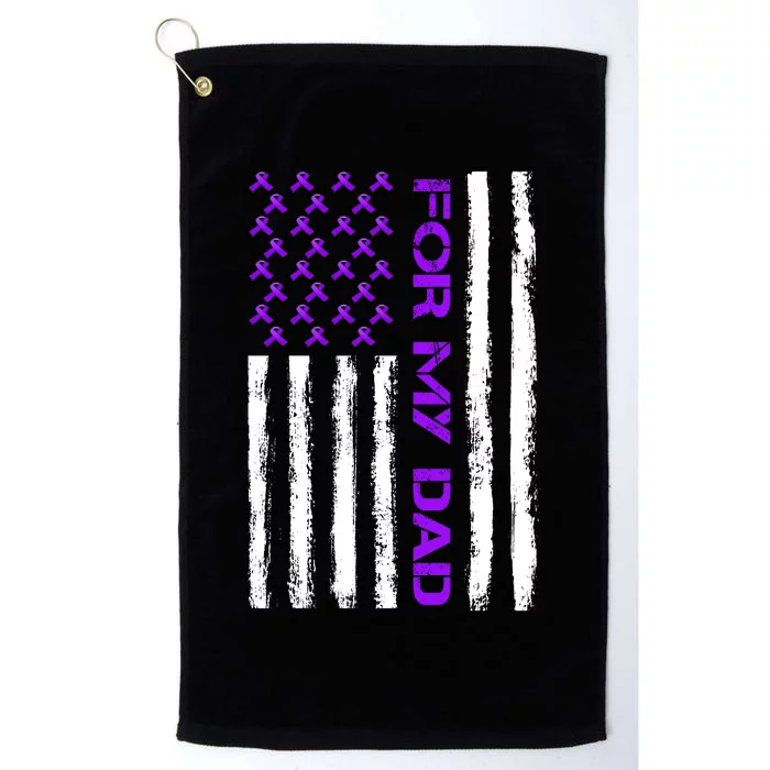 Alzheimer's Awareness For My Dad Support Flag Platinum Collection Golf Towel