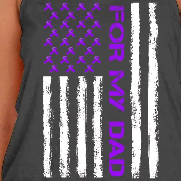 Alzheimer's Awareness For My Dad Support Flag Women's Knotted Racerback Tank