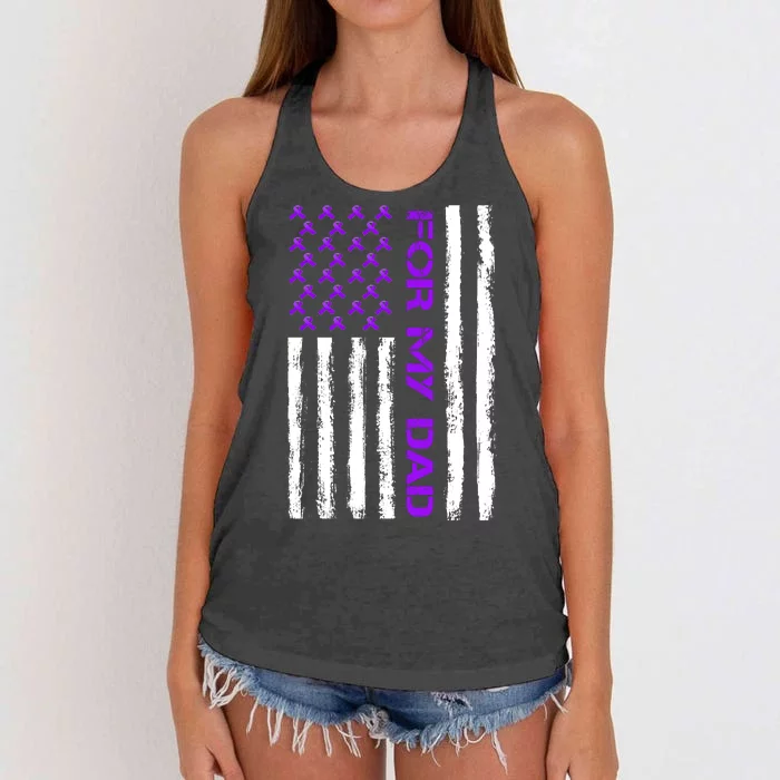 Alzheimer's Awareness For My Dad Support Flag Women's Knotted Racerback Tank