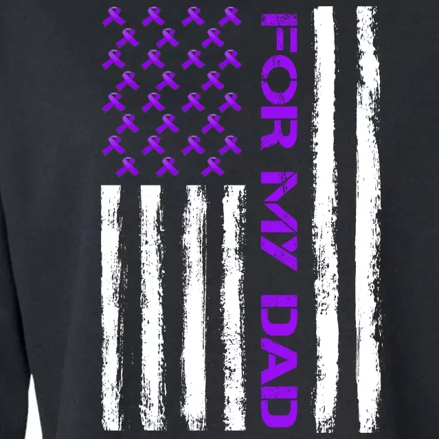 Alzheimer's Awareness For My Dad Support Flag Cropped Pullover Crew