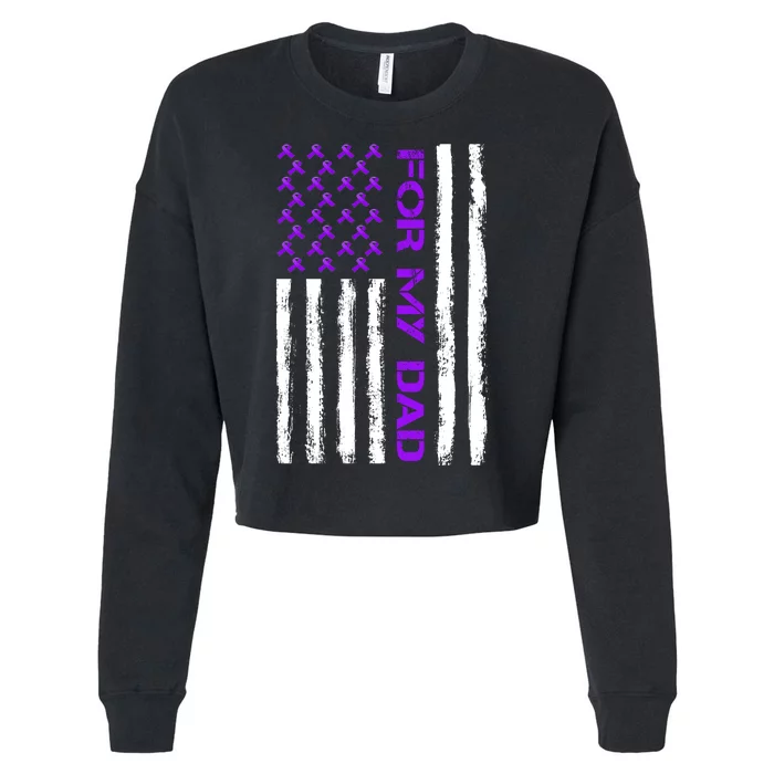 Alzheimer's Awareness For My Dad Support Flag Cropped Pullover Crew