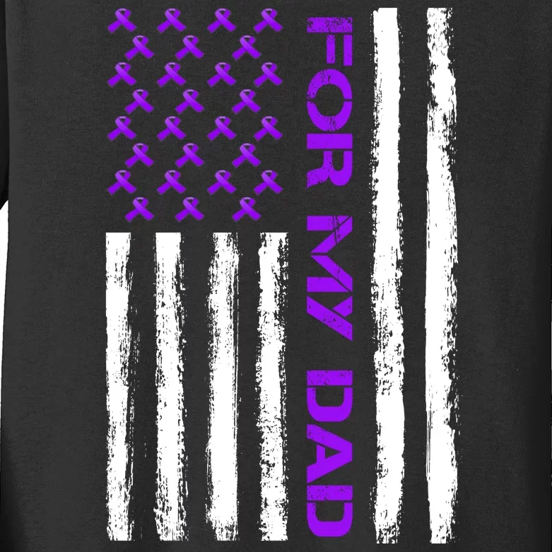 Alzheimer's Awareness For My Dad Support Flag Kids Long Sleeve Shirt