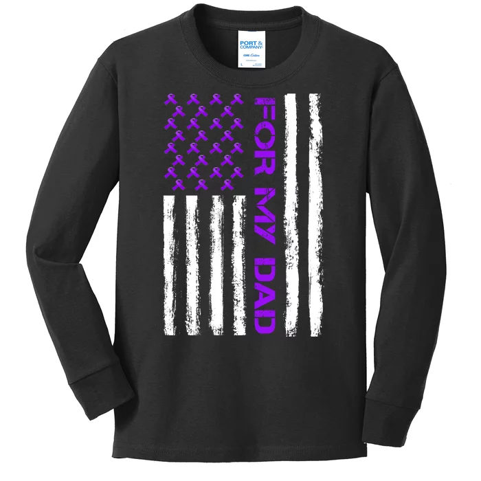 Alzheimer's Awareness For My Dad Support Flag Kids Long Sleeve Shirt