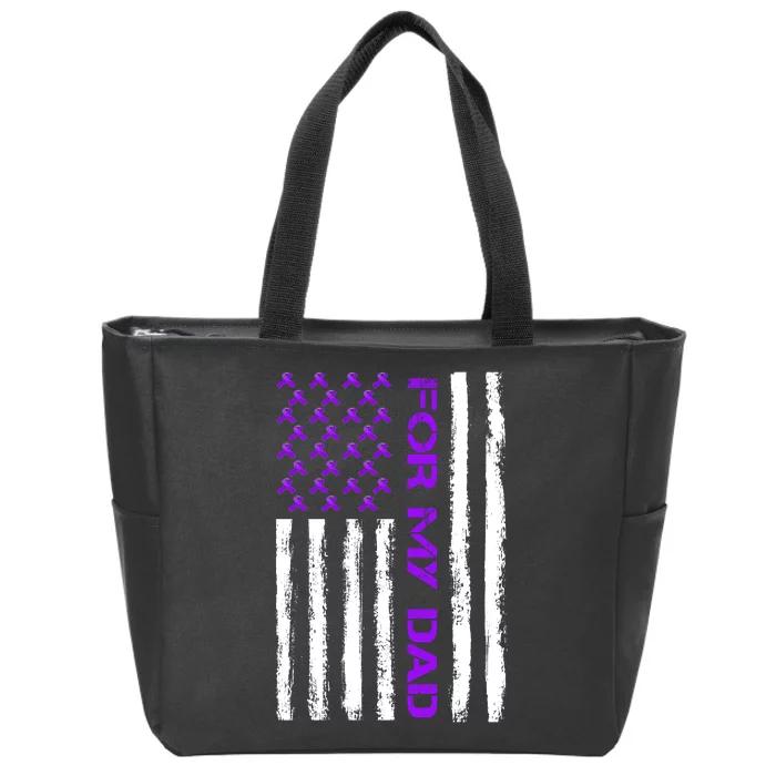 Alzheimer's Awareness For My Dad Support Flag Zip Tote Bag