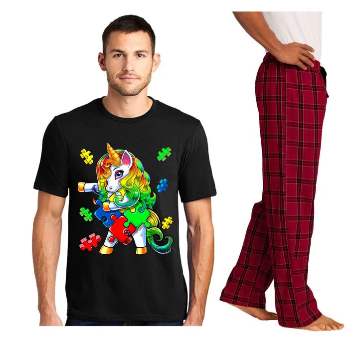 Autism Awareness Flossing Unicorn Puzzle Piece Gift Pajama Set