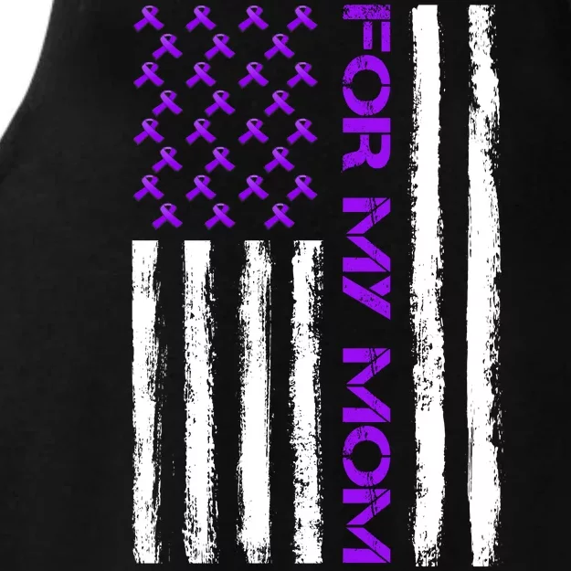 Alzheimer's Awareness For My Mom Support Flag Ladies Tri-Blend Wicking Tank