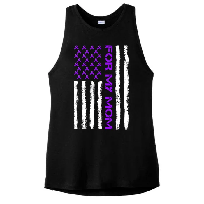 Alzheimer's Awareness For My Mom Support Flag Ladies Tri-Blend Wicking Tank