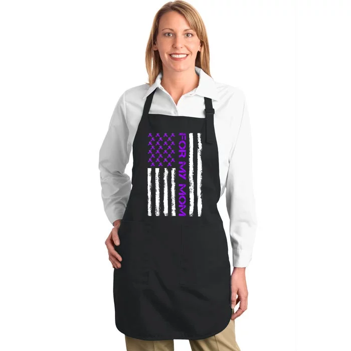 Alzheimer's Awareness For My Mom Support Flag Full-Length Apron With Pocket