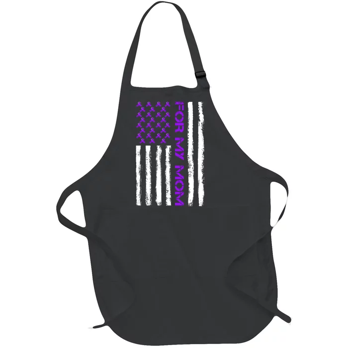 Alzheimer's Awareness For My Mom Support Flag Full-Length Apron With Pocket