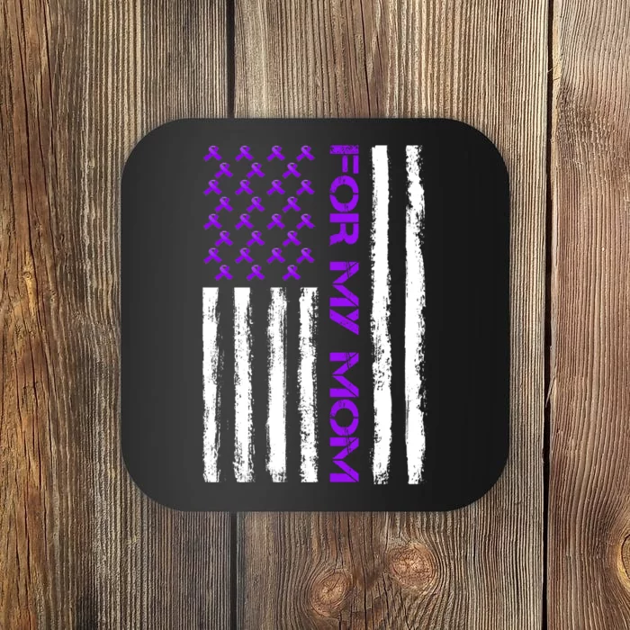 Alzheimer's Awareness For My Mom Support Flag Coaster