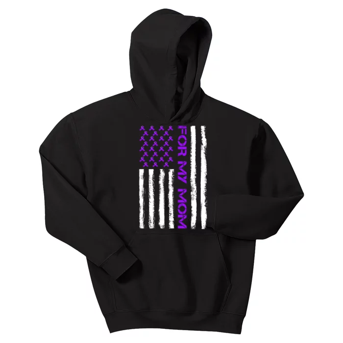 Alzheimer's Awareness For My Mom Support Flag Kids Hoodie