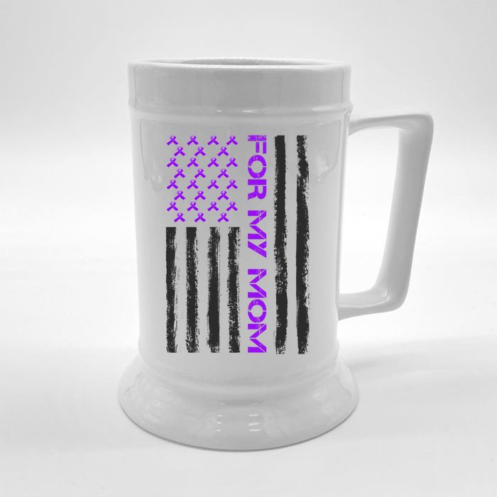 Alzheimer's Awareness For My Mom Support Flag Front & Back Beer Stein