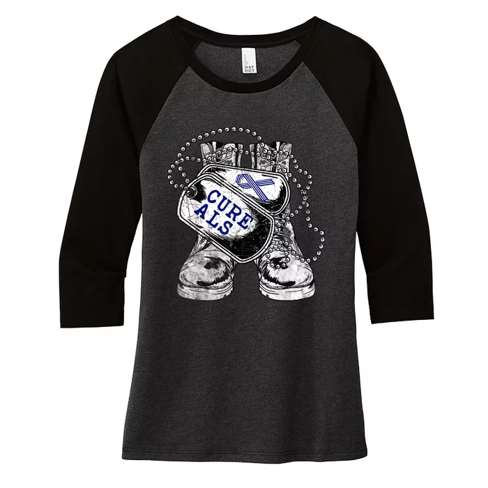 ALS Awareness For Military Veteran Women's Tri-Blend 3/4-Sleeve Raglan Shirt