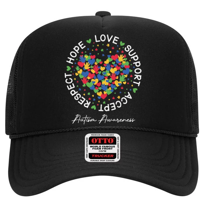 Autism Awareness For Mom Support Autism High Crown Mesh Trucker Hat