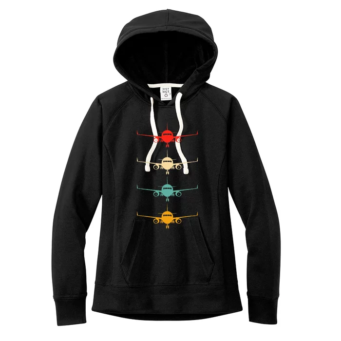 Aviation Airplane Flying Airline Funny Vintage Pilot Women's Fleece Hoodie