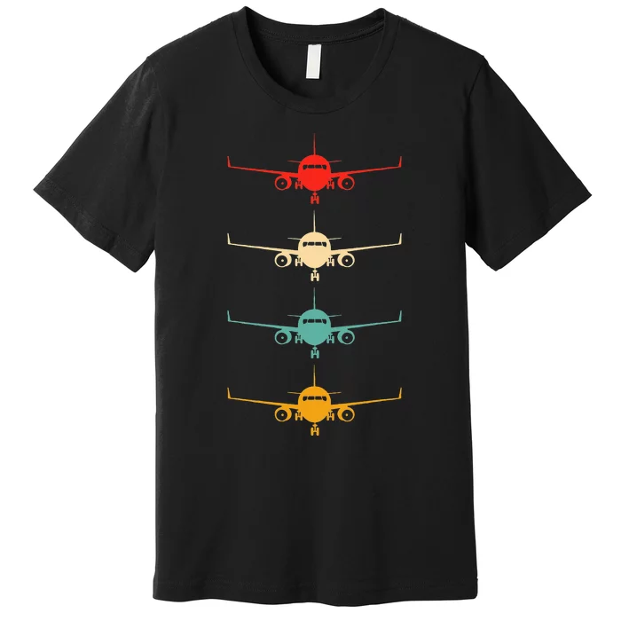 Aviation Airplane Flying Airline Funny Vintage Pilot Premium T-Shirt