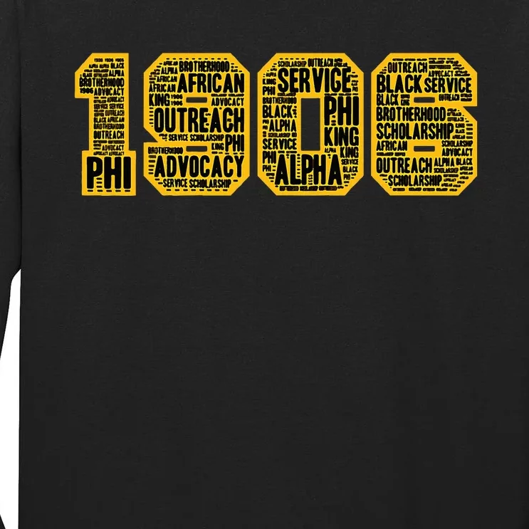 Alpha African Fraternity Hand Sign 1906 Words Tall Long Sleeve T-Shirt