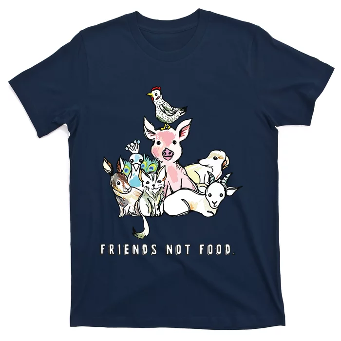 Animals Are Friends Not Food Pig Cow Vegan Vegetarian T-Shirt