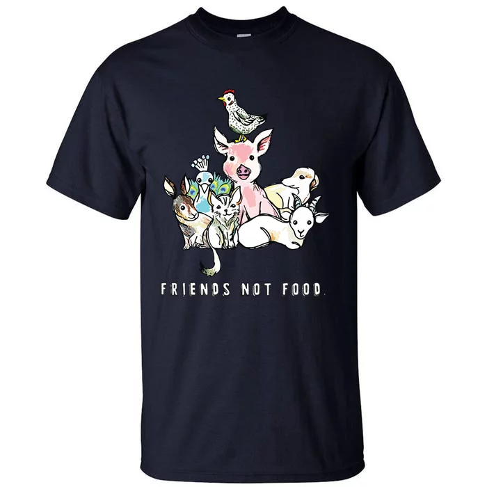 Animals Are Friends Not Food Pig Cow Vegan Vegetarian Tall T-Shirt