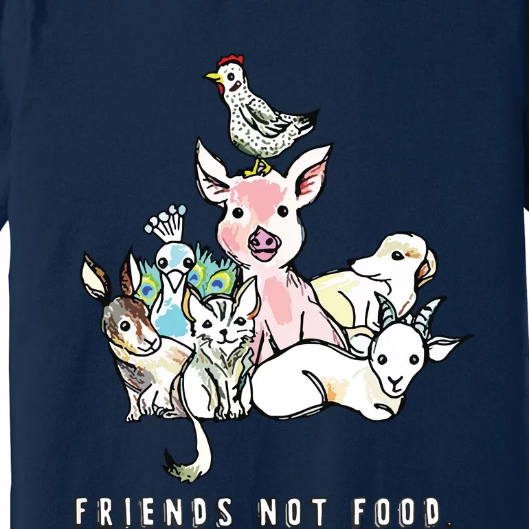 Animals Are Friends Not Food Pig Cow Vegan Vegetarian Premium T-Shirt