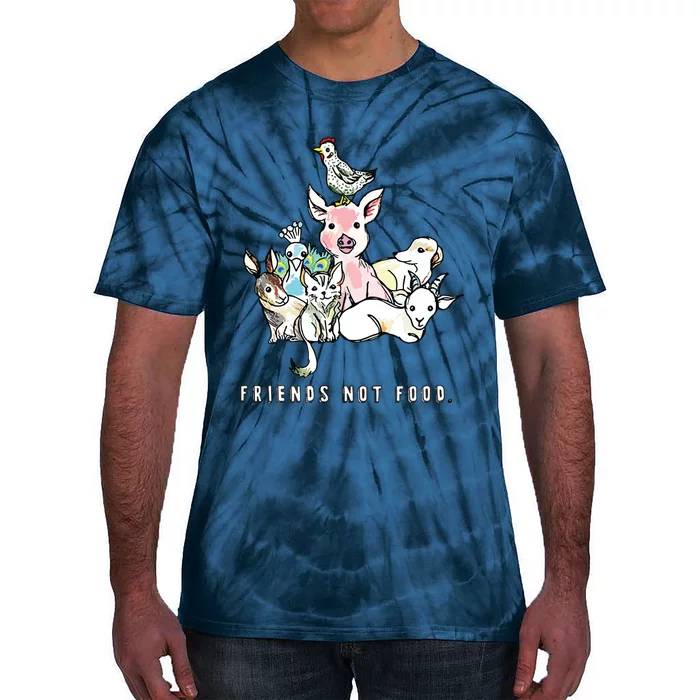 Animals Are Friends Not Food Pig Cow Vegan Vegetarian Tie-Dye T-Shirt