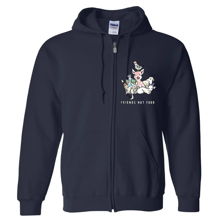 Animals Are Friends Not Food Pig Cow Vegan Vegetarian Full Zip Hoodie