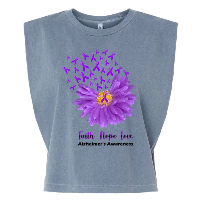 Alzheimer's Awareness Faith Hope Love Garment-Dyed Women's Muscle Tee