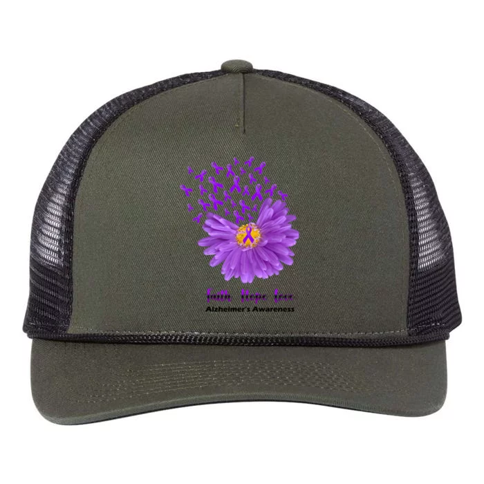 Alzheimer's Awareness Faith Hope Love Retro Rope Trucker Hat Cap