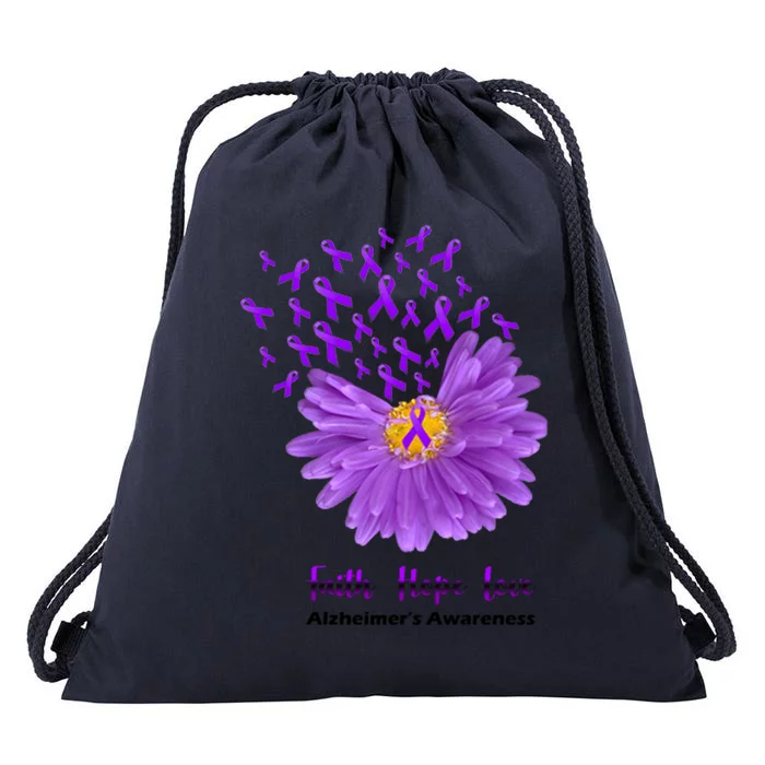 Alzheimer's Awareness Faith Hope Love Drawstring Bag