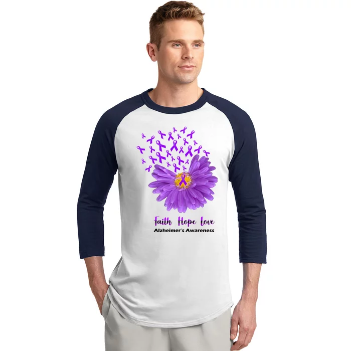 Alzheimer's Awareness Faith Hope Love Baseball Sleeve Shirt