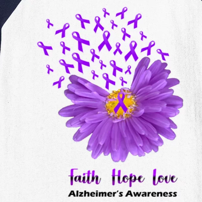 Alzheimer's Awareness Faith Hope Love Baseball Sleeve Shirt