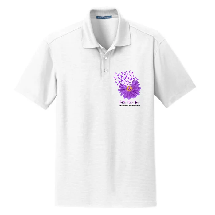 Alzheimer's Awareness Faith Hope Love Dry Zone Grid Performance Polo