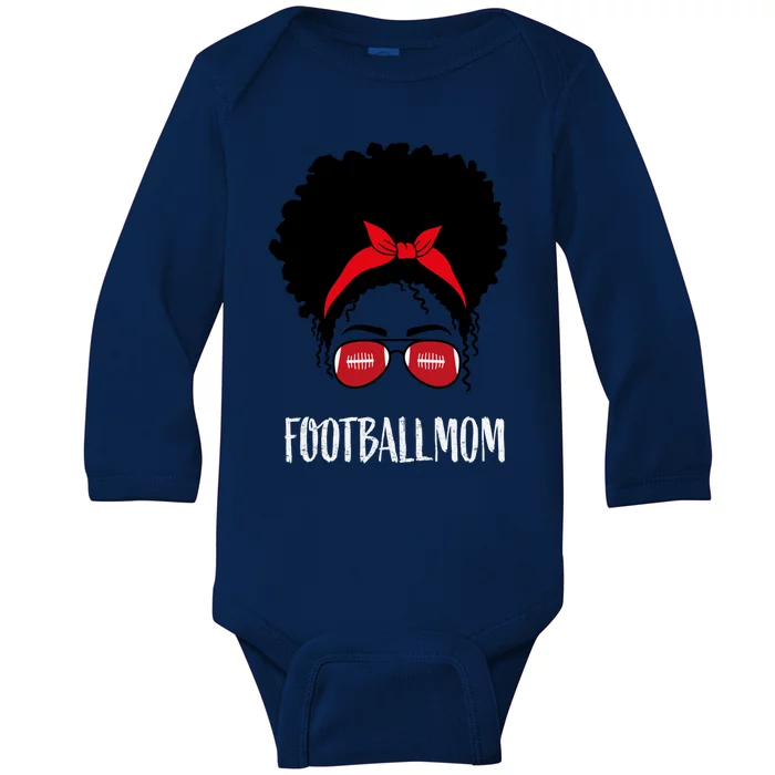 African American Football Mom Great Gift Baby Long Sleeve Bodysuit