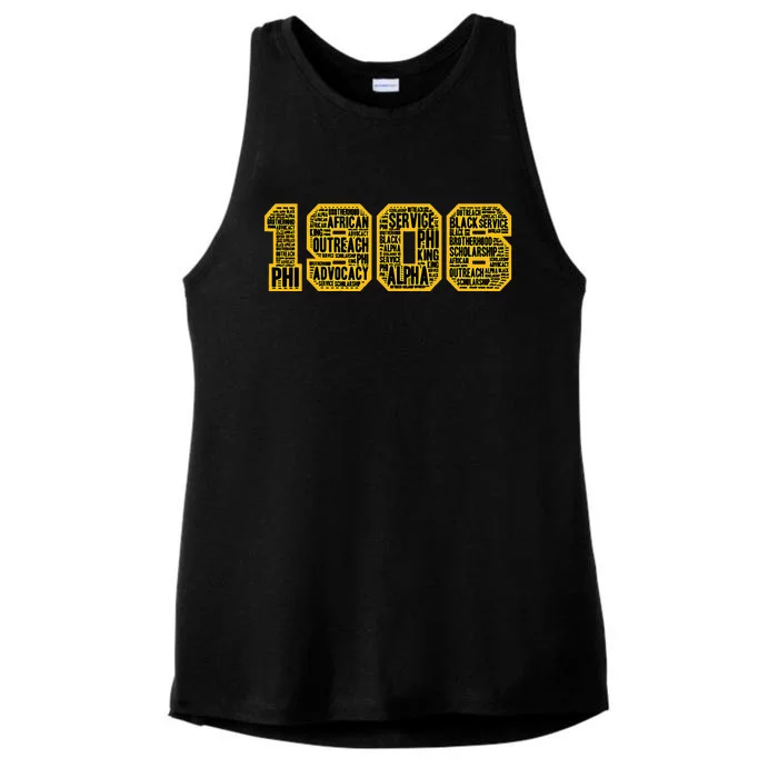 Alpha African Fraternity Hand Sign 1906 Words Ladies Tri-Blend Wicking Tank