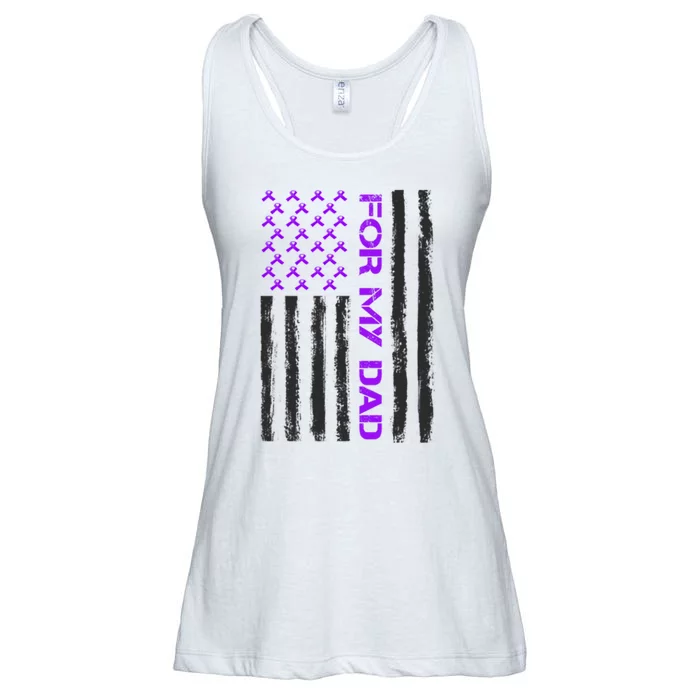 Alzheimer's Awareness For My Dad Support Flag Ladies Essential Flowy Tank