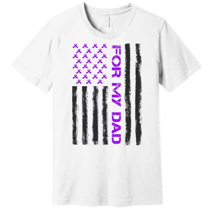 Alzheimer's Awareness For My Dad Support Flag Premium T-Shirt