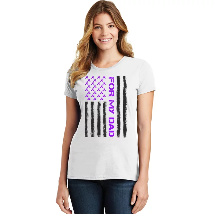 Alzheimer's Awareness For My Dad Support Flag Women's T-Shirt