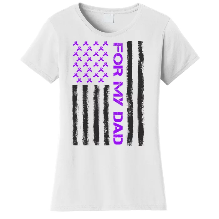 Alzheimer's Awareness For My Dad Support Flag Women's T-Shirt