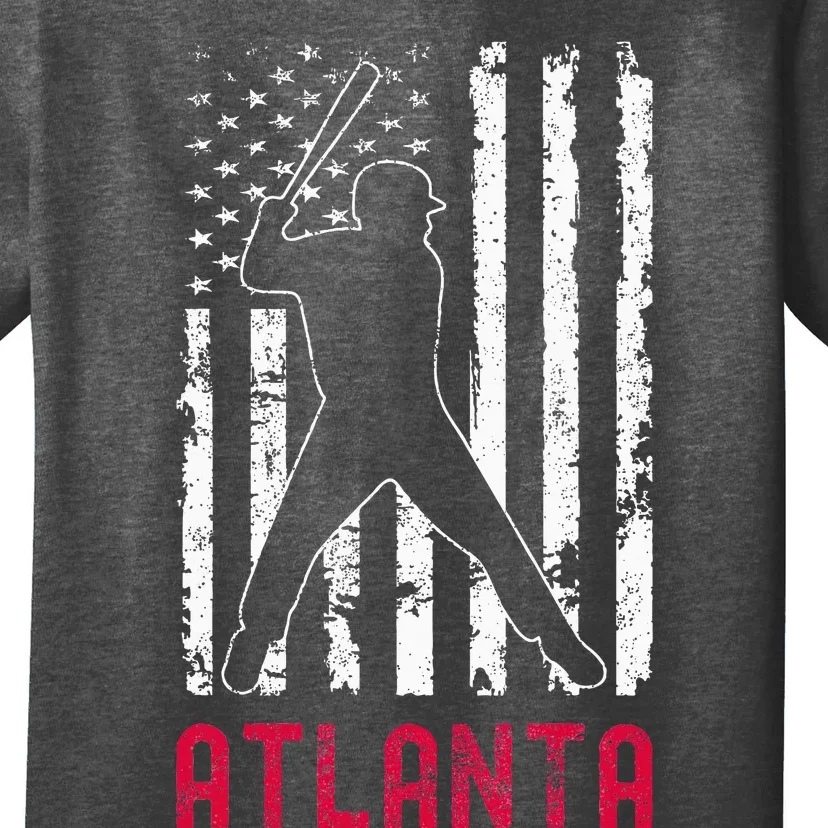 Atlanta American Flag Baseball Weathered T-Shirt