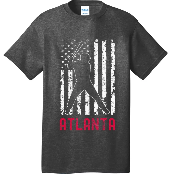 Atlanta American Flag Baseball Weathered T-Shirt