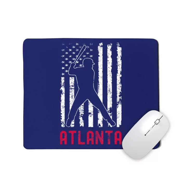 Atlanta American Flag Baseball Weathered Mousepad